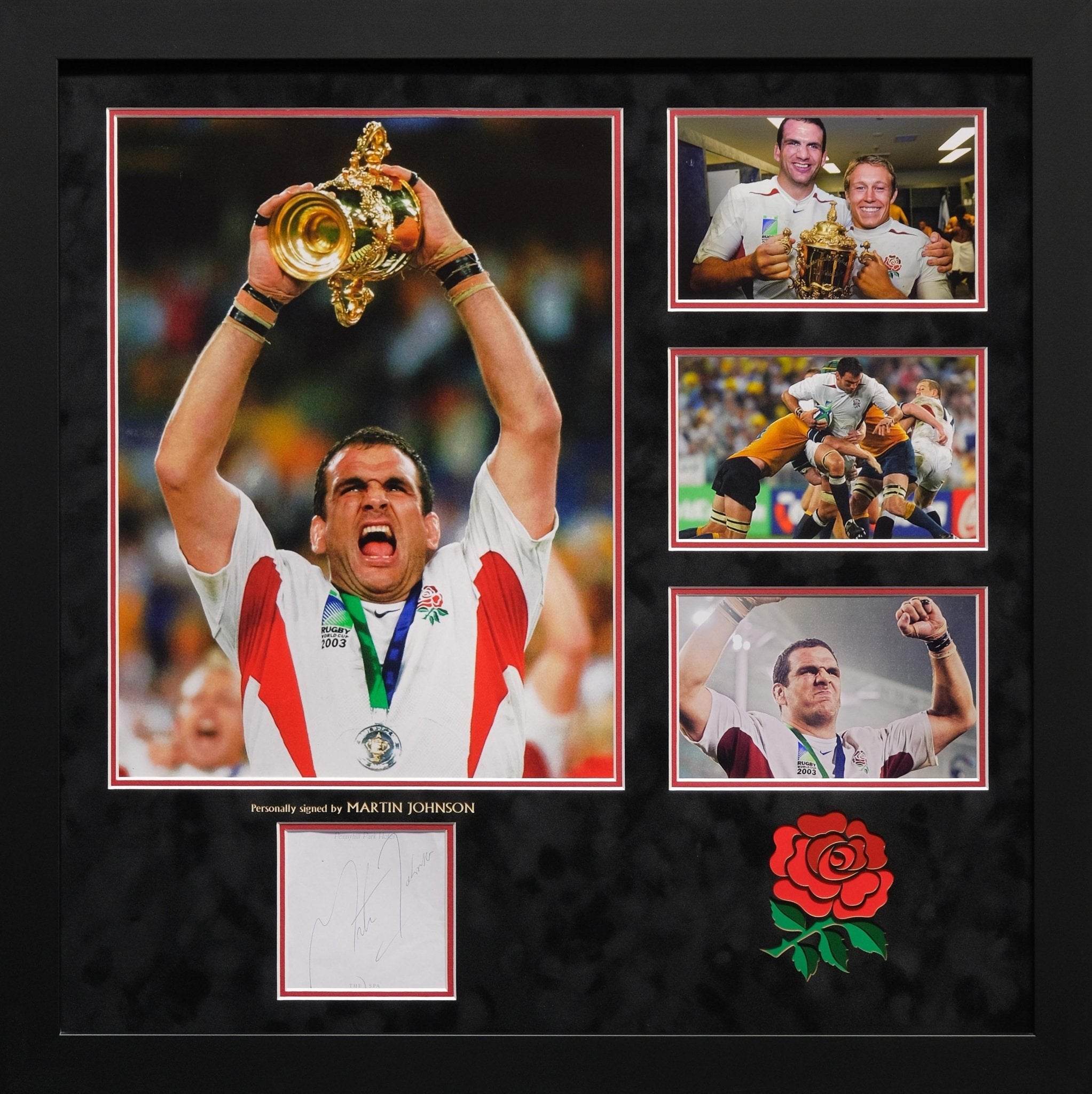 Martin Johnson Signed White Card Framed Display - Memorabilia Framers Shop